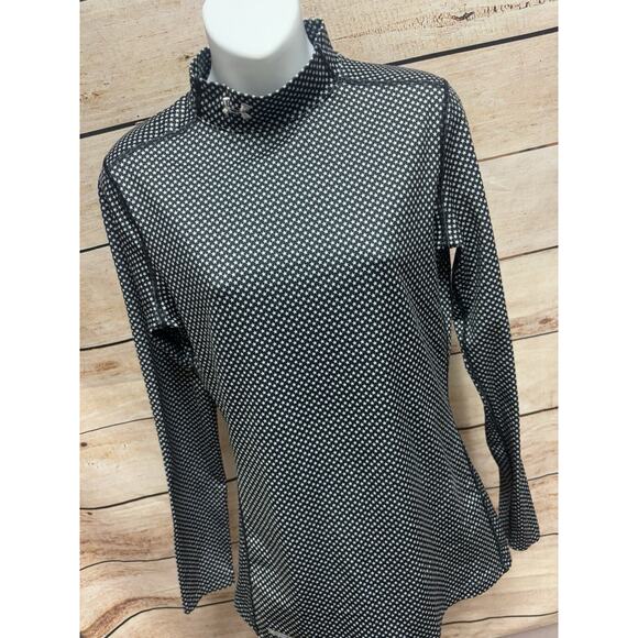 Under Armour Womens Shirt Size Medium Cold Gear Mock Long Sleeve Black Stars Top - Picture 8 of 15
